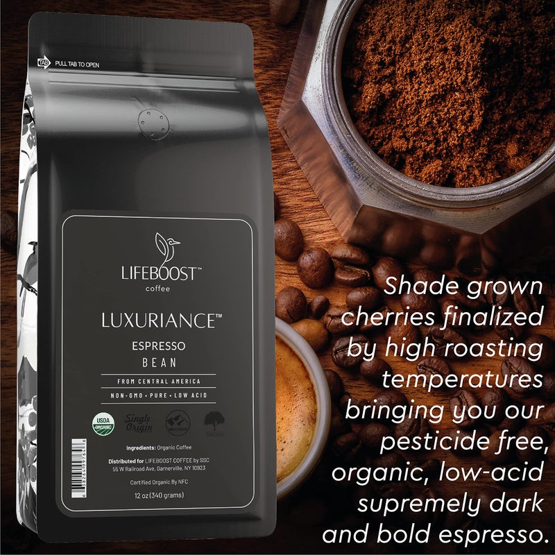 Lifeboost Organic Espresso Beans Whole â€“ USDA Organic, Low Acid, Mold-Free Dark Roast Coffee â€“ Whole Bean, Single Origin, High Caffeine Arabica â€“ 12 oz Bag - Image 2